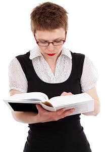woman reading book