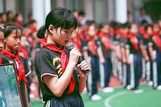student at assembly 