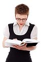 woman reading book